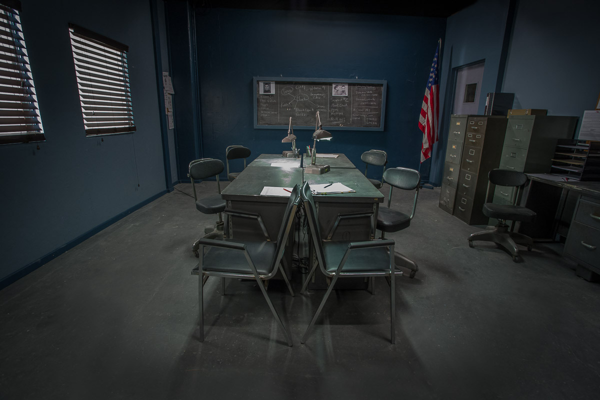 Interrogation sound stage for filming in LA