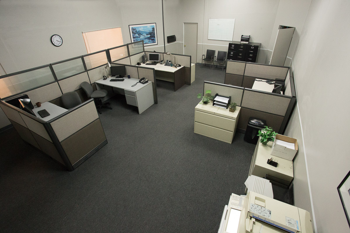 Cubicle office set for filming
